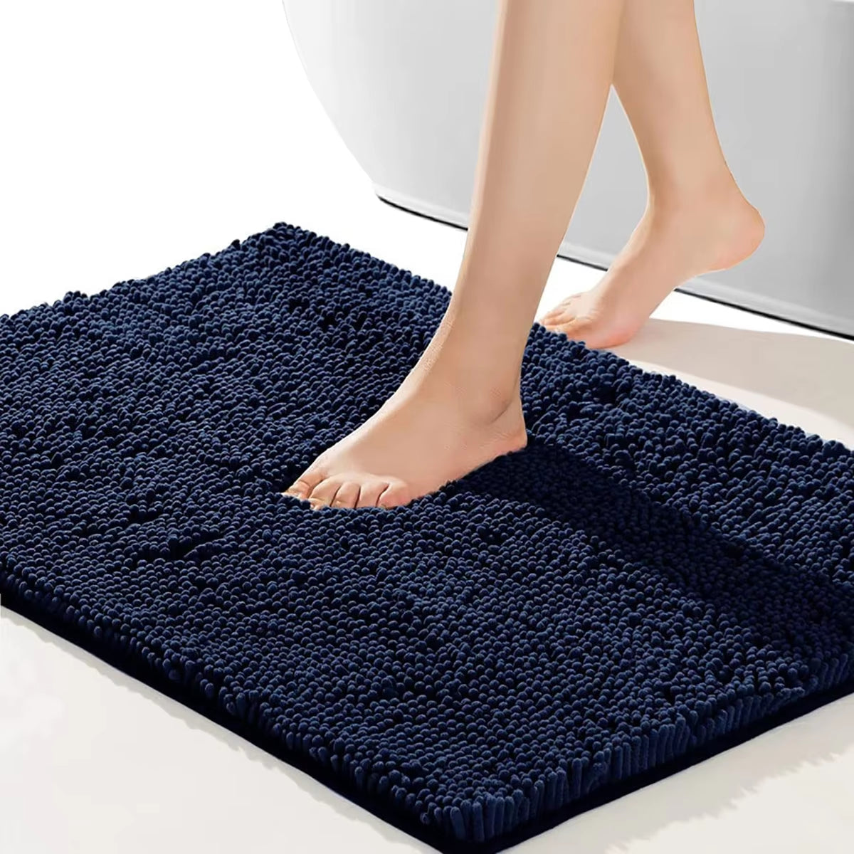 Chenille Bathroom Carpet, Non Slip Bath Mat, Soft and Comfortable Plush Bathroom Carpet