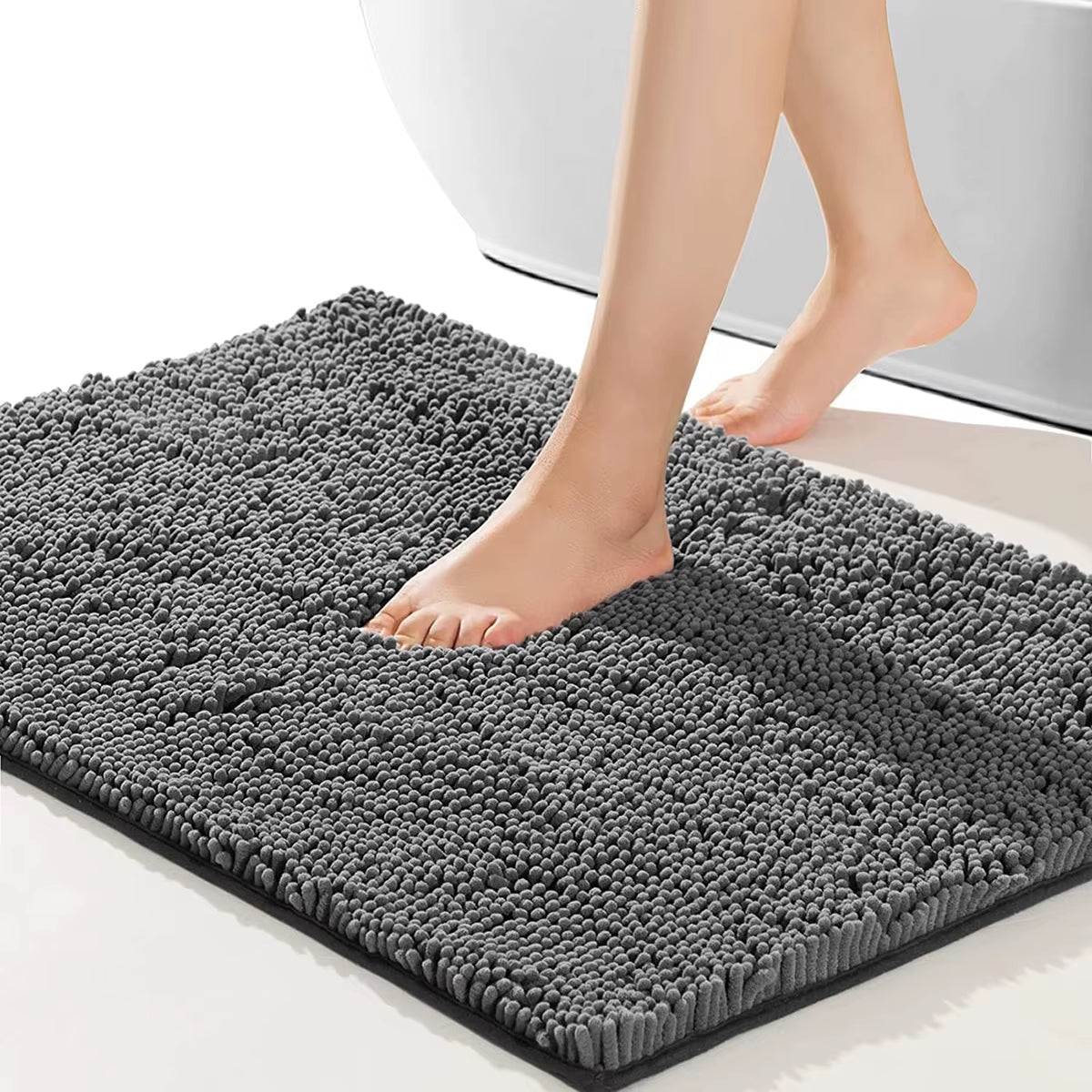 Chenille Bathroom Carpet, Non Slip Bath Mat, Soft and Comfortable Plush Bathroom Carpet