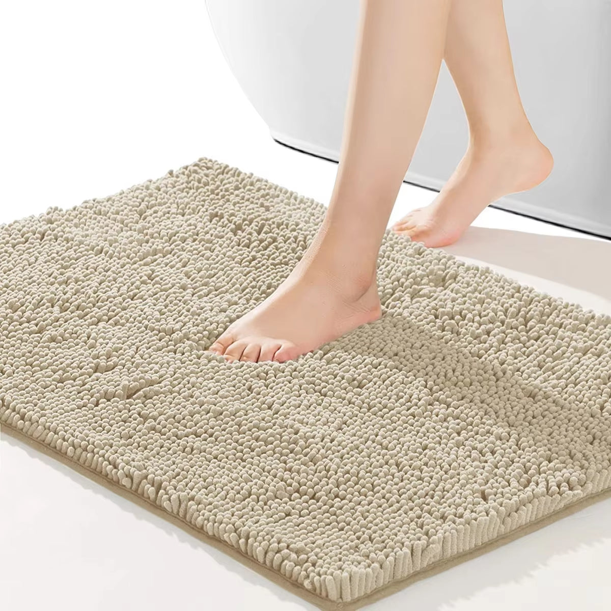 Chenille Bathroom Carpet, Non Slip Bath Mat, Soft and Comfortable Plush Bathroom Carpet