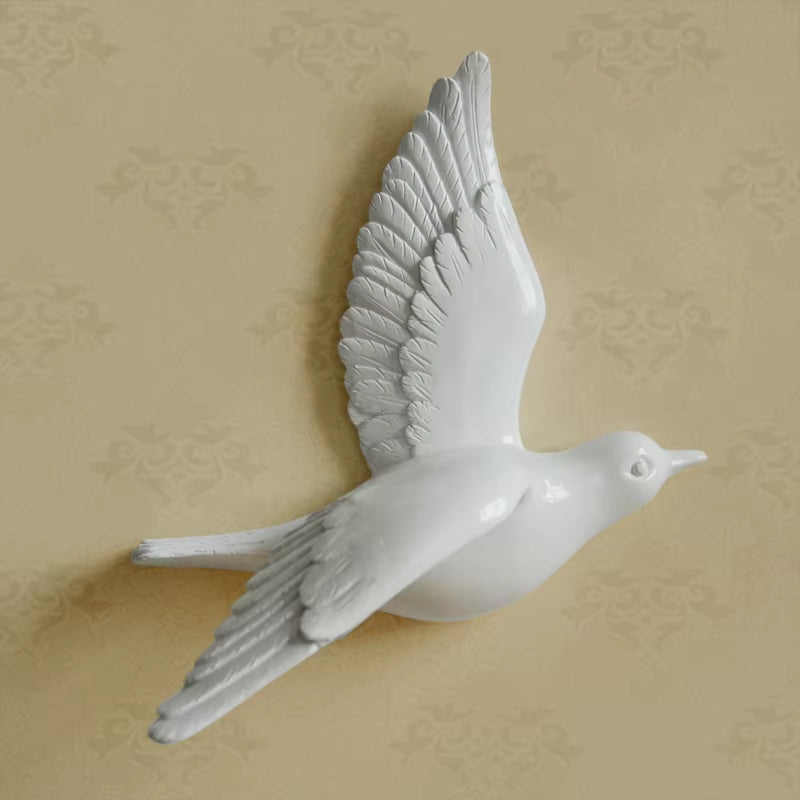 Wall Decor 3D Sticker Resin Birds Figurines Creative Living Room Animal Murals Background Decorative Home Ornaments