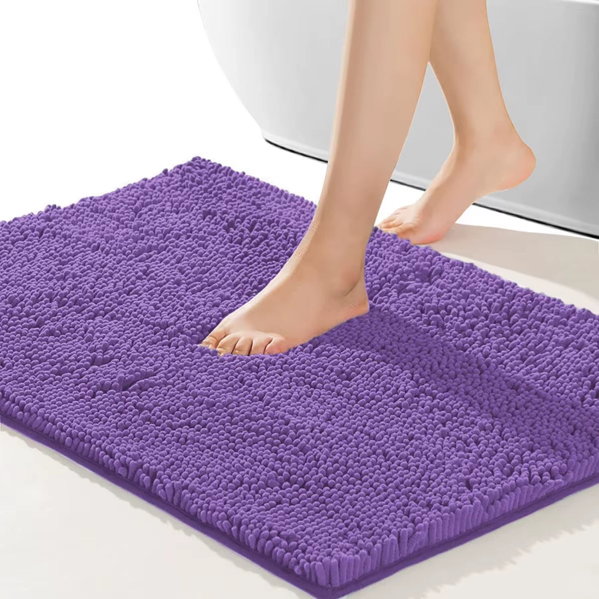 Chenille Bathroom Carpet, Non Slip Bath Mat, Soft and Comfortable Plush Bathroom Carpet