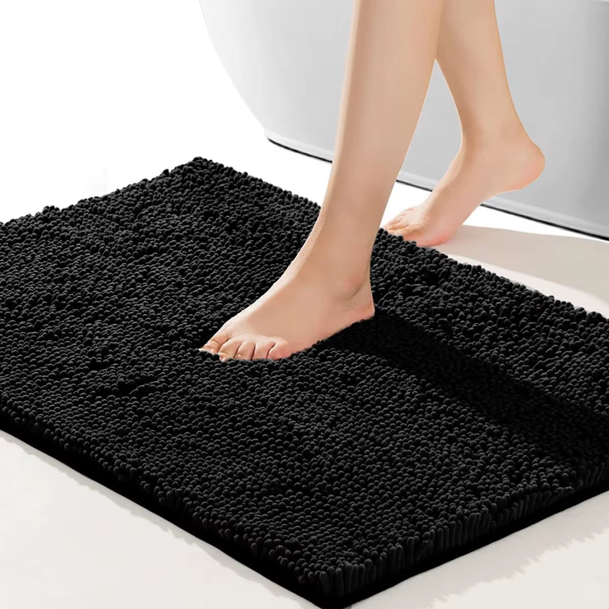 Chenille Bathroom Carpet, Non Slip Bath Mat, Soft and Comfortable Plush Bathroom Carpet