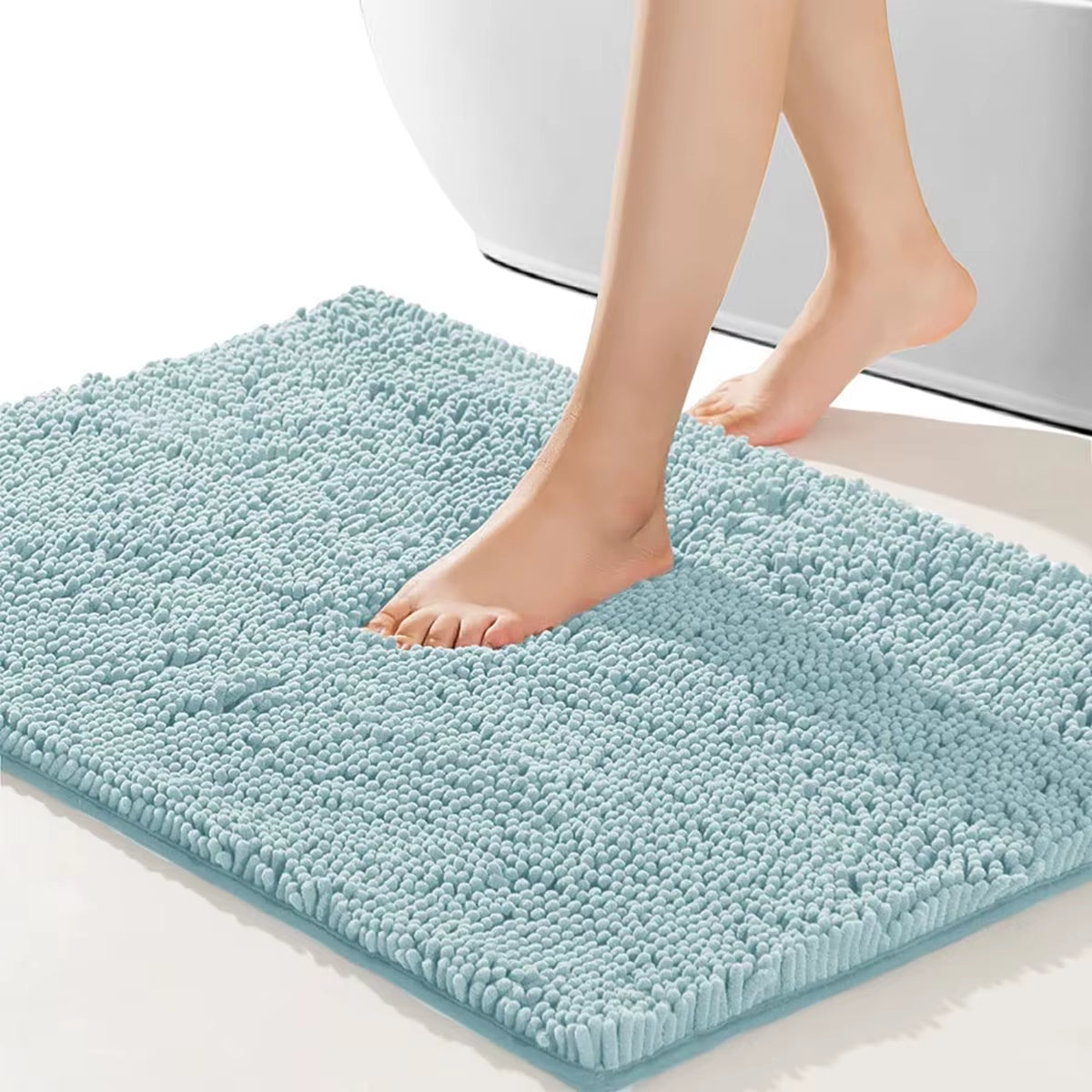 Chenille Bathroom Carpet, Non Slip Bath Mat, Soft and Comfortable Plush Bathroom Carpet