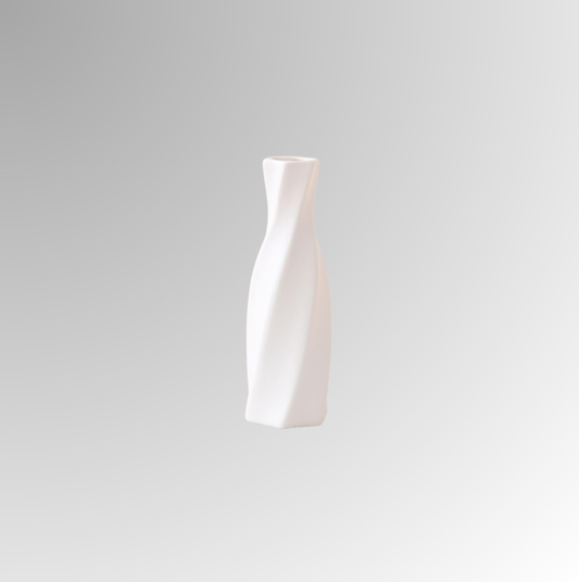 White Geometric Ceramic Vase